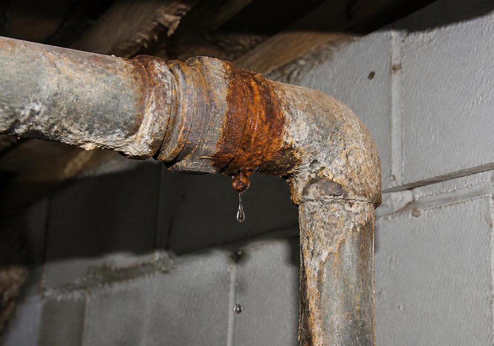 Old galvanized pipe versus new PEX repipe, before